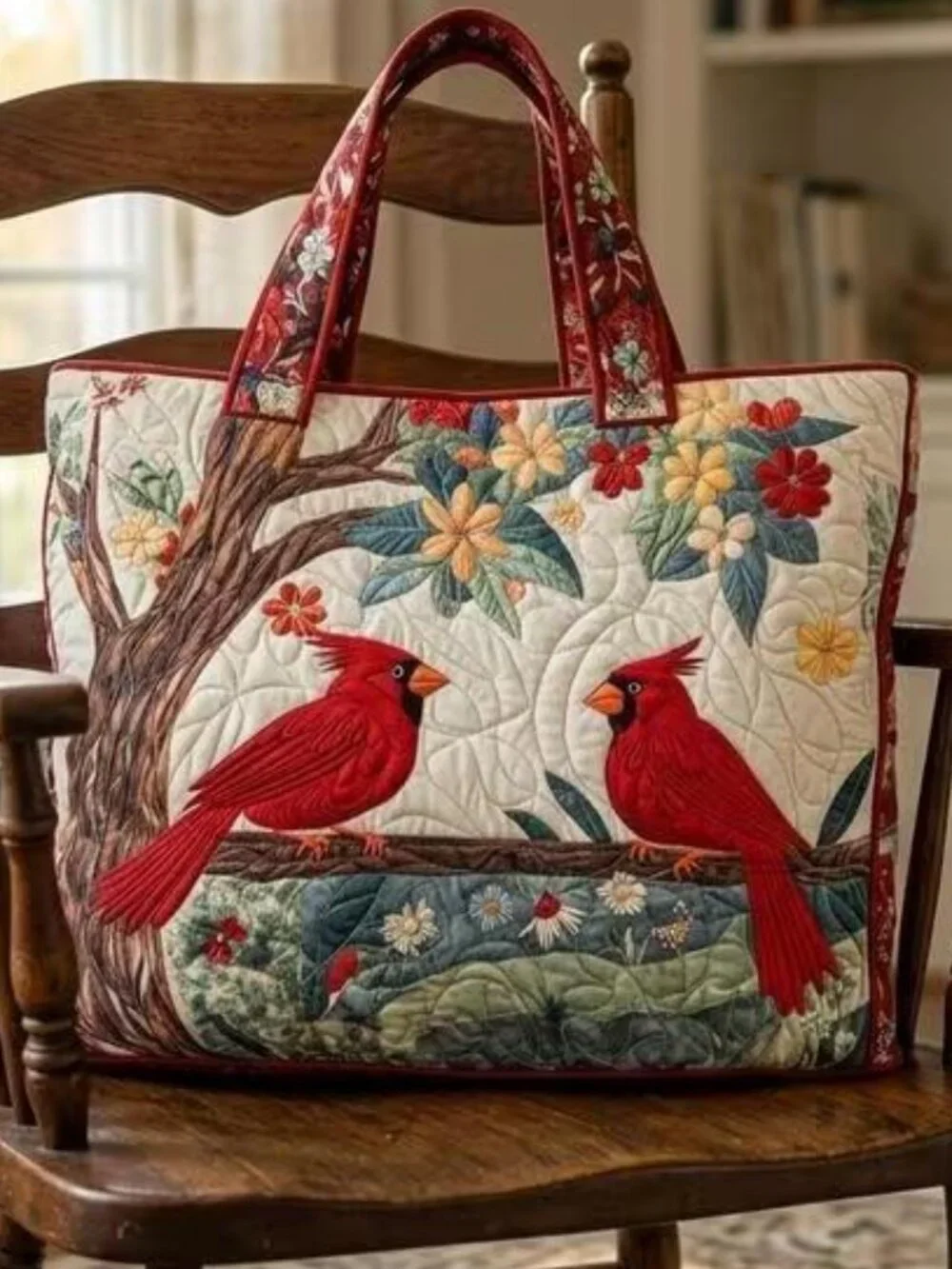 QUILTED CARDINAL TOTE